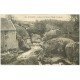 carte postale ancienne 29 HUELGOAT. Moulin Chaos Chute de l'Etang 1905