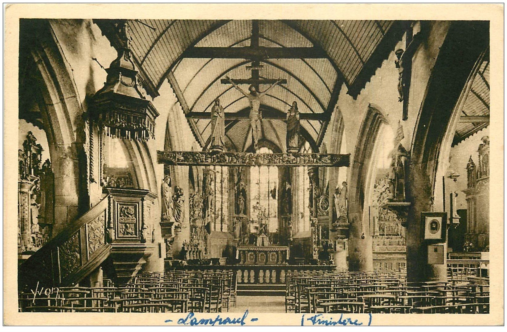 carte postale ancienne 29 LAMPAUL. Eglise et Chaire