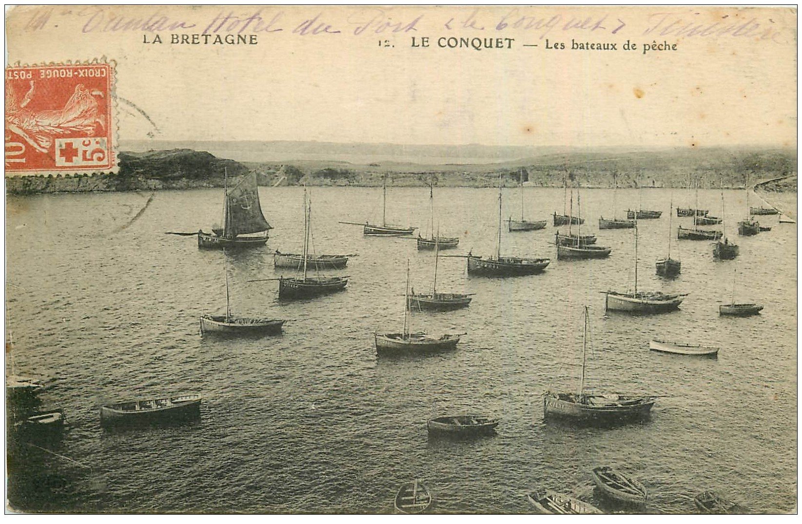 carte postale ancienne 29 LE CONQUET. Bateaux de Pêche 1916