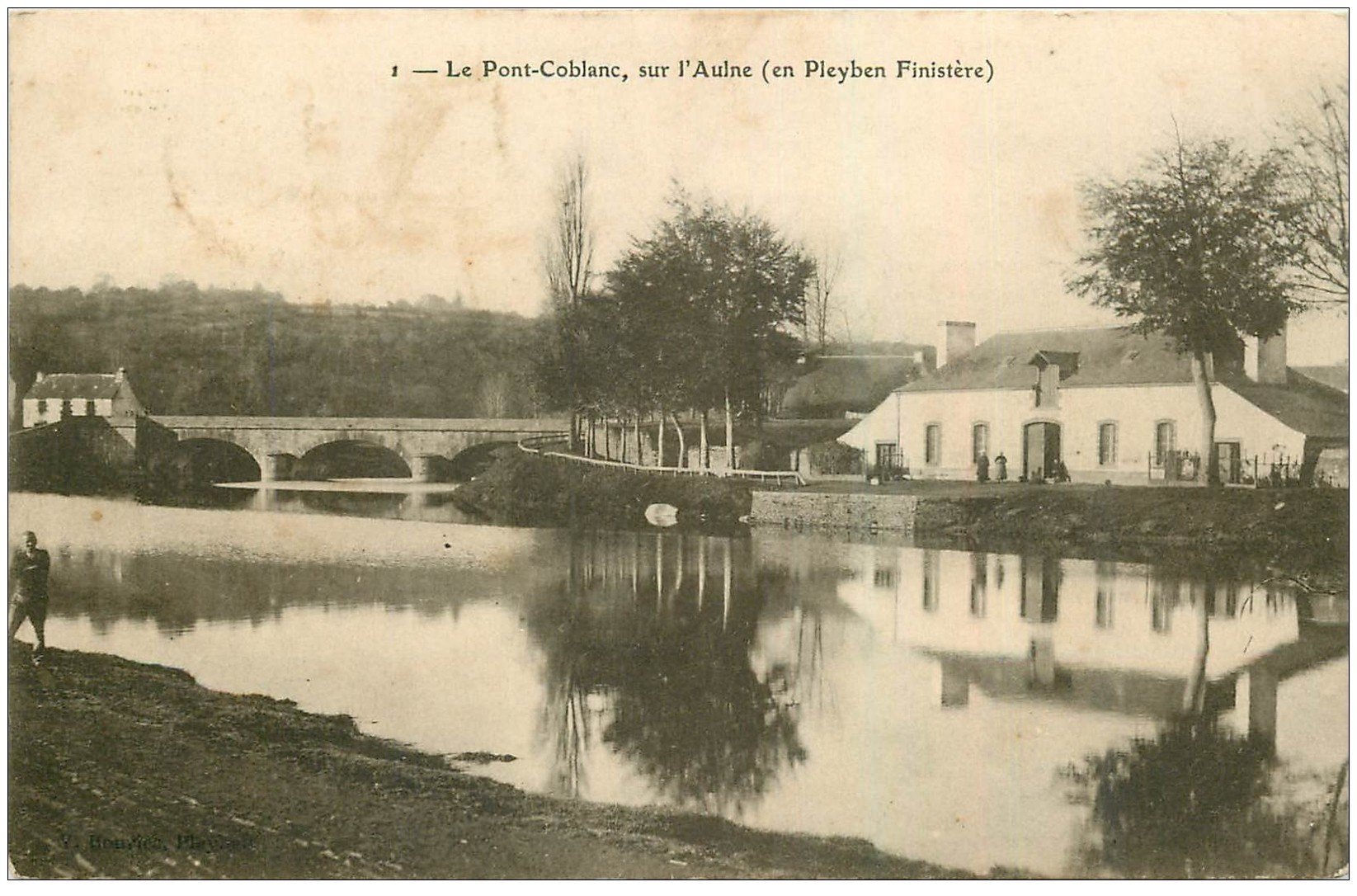 carte postale ancienne 29 LE PONT-COBLANC. Sur l'Aulne 1905
