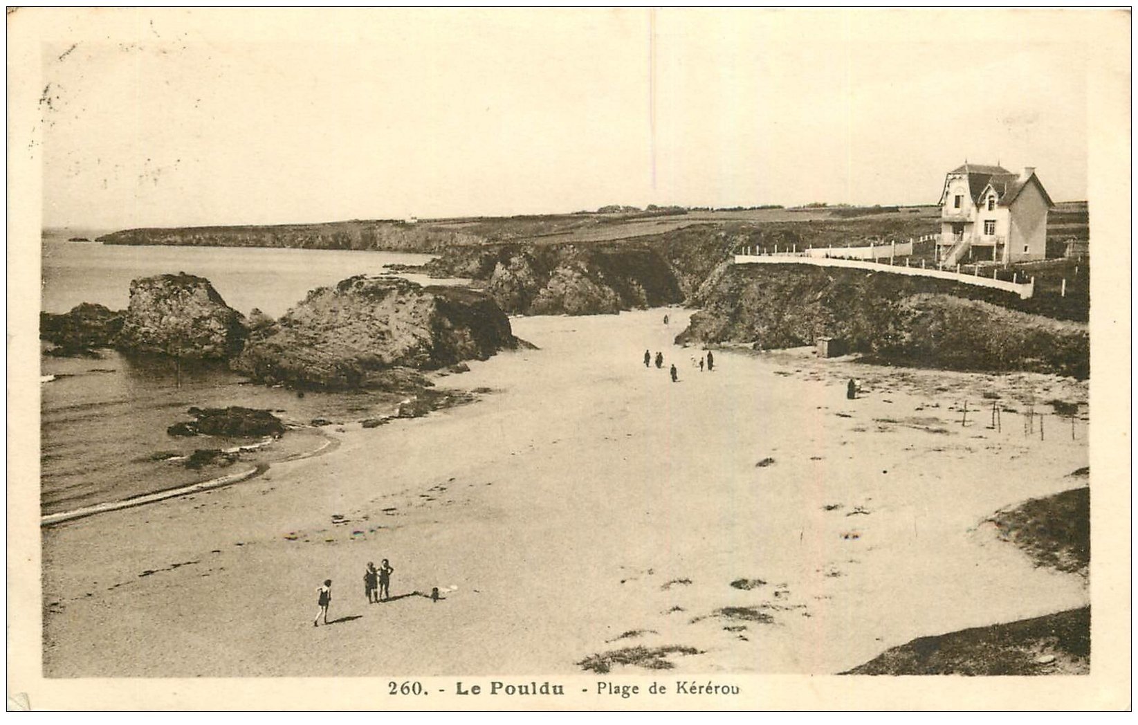 carte postale ancienne 29 LE POULDU. Plage de kérétrou 1934