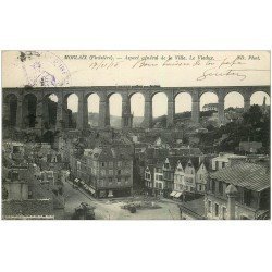 carte postale ancienne 29 MORLAIX. Train sur le Viaduc 1915