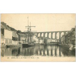 carte postale ancienne 29 MORLAIX. Viaduc et Bassin 1920