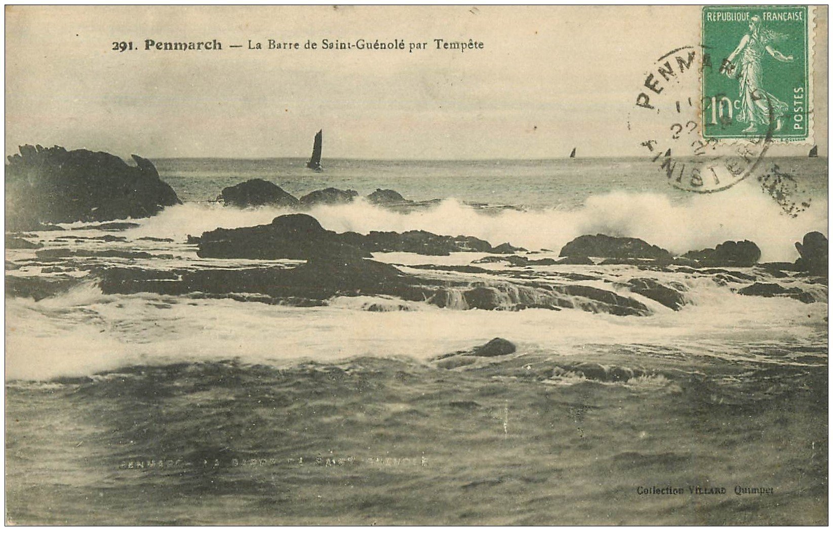 carte postale ancienne 29 PENMARCH. Barre de Saint-Guénolé 1922