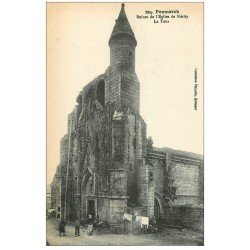 carte postale ancienne 29 PENMARCH. Kérity Tour Eglise avec habitants