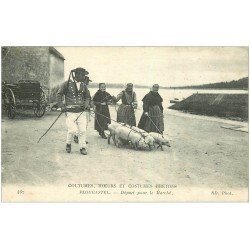 carte postale ancienne 29 PLOUGASTEL-DAOULAS. Départ pour le Marché aux Cochons
