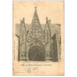 carte postale ancienne 29 PONT-CROIX. Portail Eglise 1902. Etat moyen...