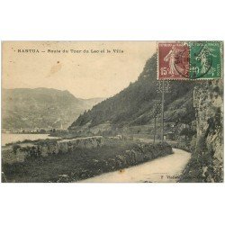 carte postale ancienne 01 NANTUA. Route du Tour du Lac et Ville 1926