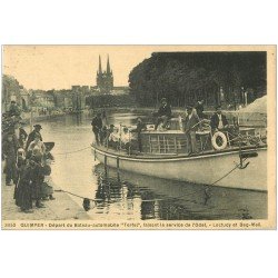 carte postale ancienne 29 QUIMPER. Départ du Bateau-automobile 1929. Loctudy et Beg-Meil