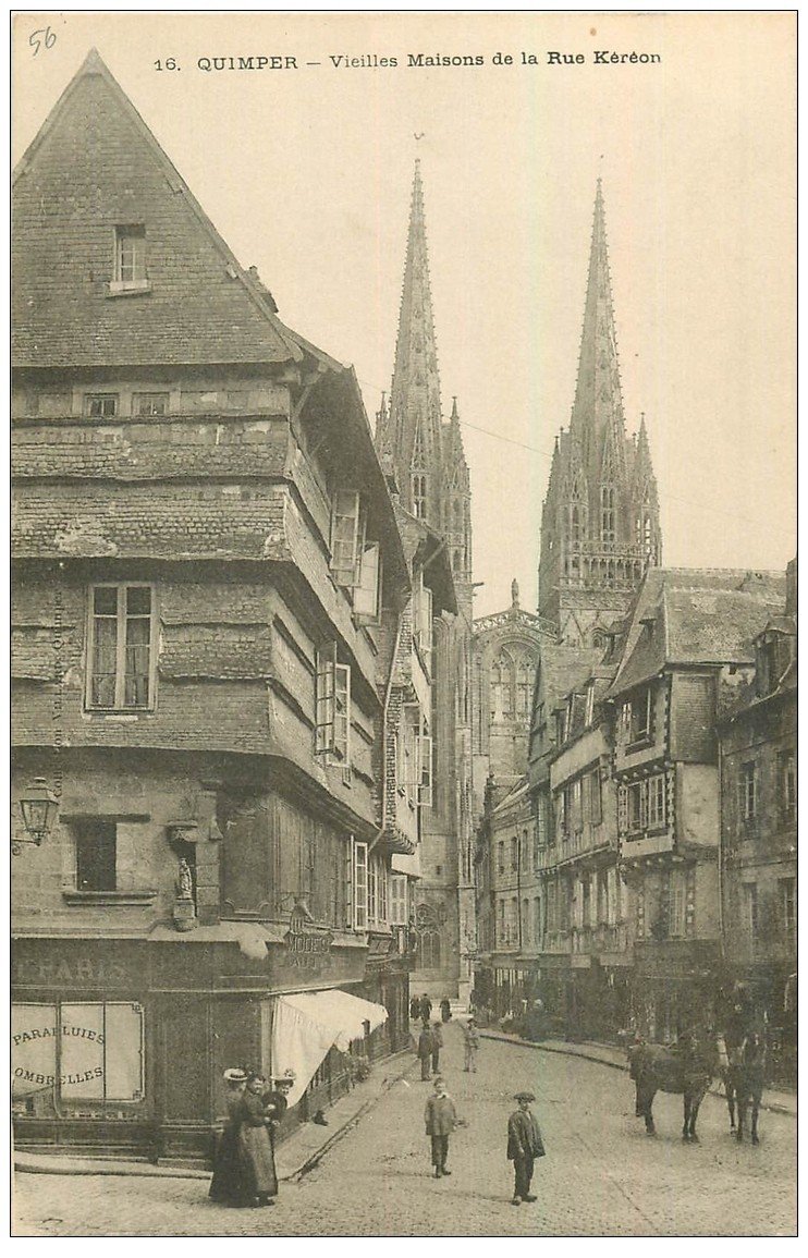 carte postale ancienne 29 QUIMPER. Rue Kéréon vers 1900
