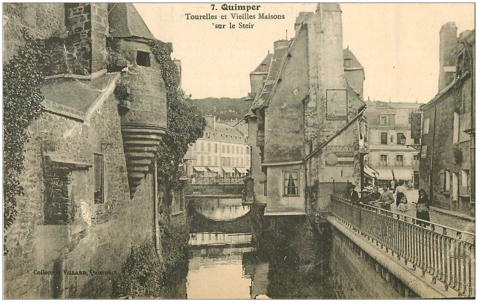 carte postale ancienne 29 QUIMPER. Tourelles et Maisons sur le Steir