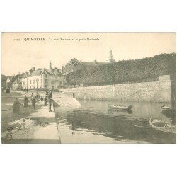 carte postale ancienne 29 QUIMPERLE. Quai Brizeux Place Nationale. Pêcheur à la ligne