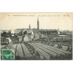 carte postale ancienne 29 SAINT-POL-DE-LEON. Vue prise de la Gare 1919