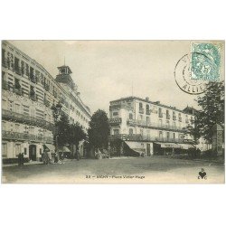 carte postale ancienne 03 VICHY. Place Victor Hugo. Hôtel de Milan 1906. Bijouterie Horlogerie