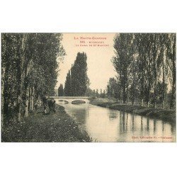 carte postale ancienne 31 BOUSSENS. Canal de Saint-Martory 1925 avec Chevaux