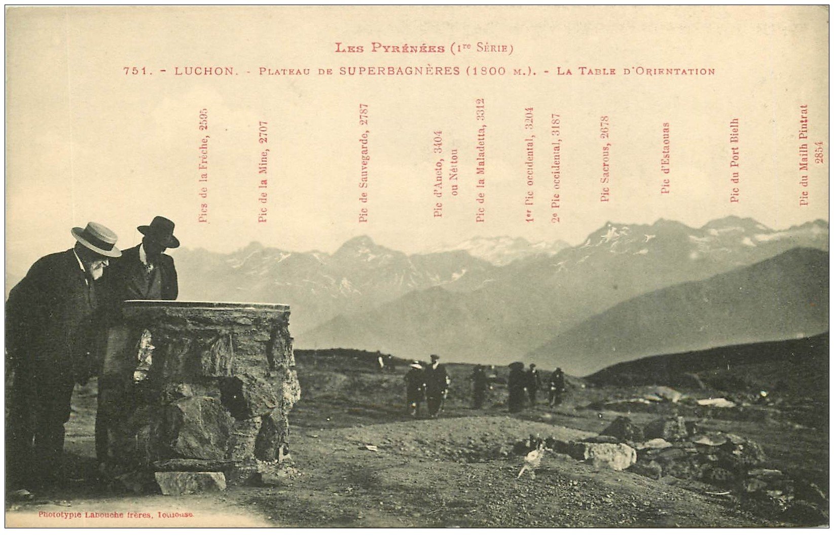 carte postale ancienne 31 LUCHON. Plateau d'Orientation Plateau Superbagnères