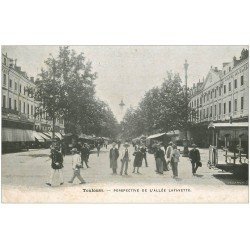 carte postale ancienne 31 TOULOUSE. Allée Lafayette. Publicité étoffes Lunel Grande Rue à Lisieux