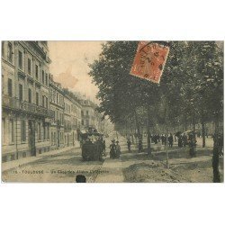 carte postale ancienne 31 TOULOUSE. Allées Lafayette 1908. Pli coin gauche