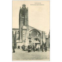 carte postale ancienne 31 TOULOUSE. Cathédrale Saint-Etienne Cireurs de chaussures