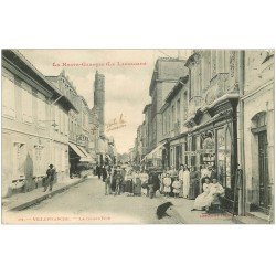 31 VILLEFRANCHE. La Grand'Rue 1908 magasin de Cartes Postales et Cravates