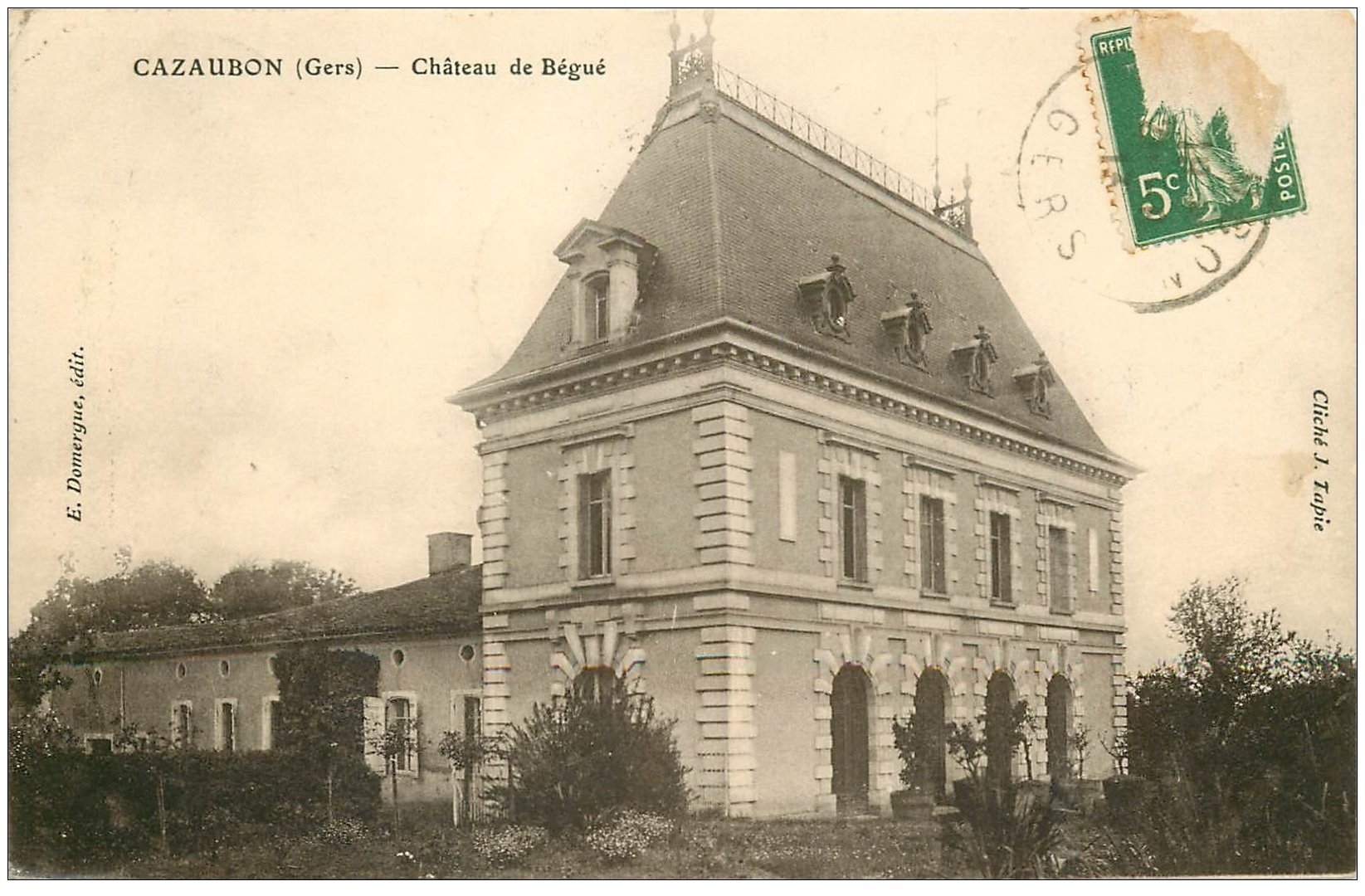 carte postale ancienne 32 CAZAUBON. Château de Bégué 1913
