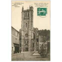 carte postale ancienne 32 CONDOM. Eglise Saint-Pierre vers 1910 Magasin Saboulard