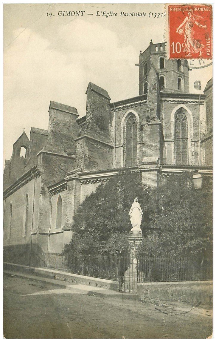 carte postale ancienne 32 GIMONT. Eglise Paroissiale 1915