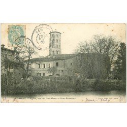 carte postale ancienne 32 LOMBEZ. Eglise et Sous-Préfecture 1905