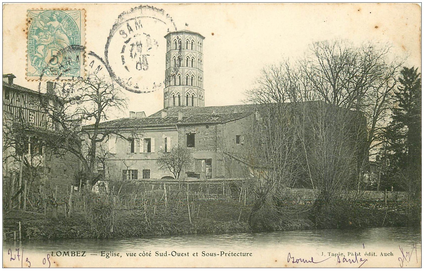 32 LOMBEZ. Eglise et Sous-Préfecture 1905
