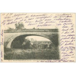 carte postale ancienne 32 MONTESTRUC. Les Deux Ponts 1902 attelage