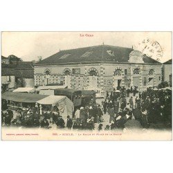 carte postale ancienne 32 RISCLE. Place de la Halle 1919 brocante