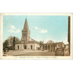 carte postale ancienne 33 AMBARES. Halle Place de l'Eglise 1945