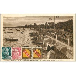 carte postale ancienne 33 ANDERNOS-LES-BAINS. Plage Place-Terrasse 1947
