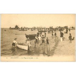 carte postale ancienne 33 ARCACHON. Jetée et Plage 1905