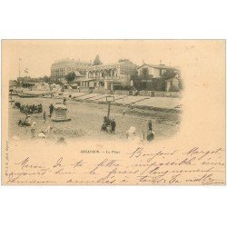 carte postale ancienne 33 ARCACHON. Rare la Plage 1900