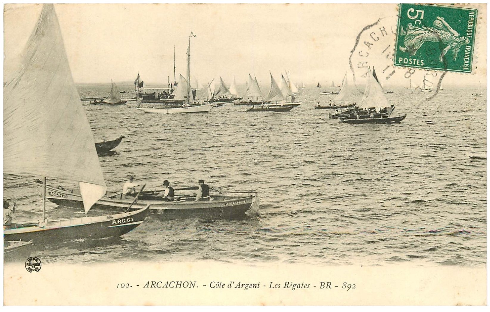 carte postale ancienne 33 ARCACHON. Régates 1911