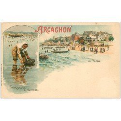 carte postale ancienne 33 ARCACHON. Une Parqueuse d'Huîtres vers 1900