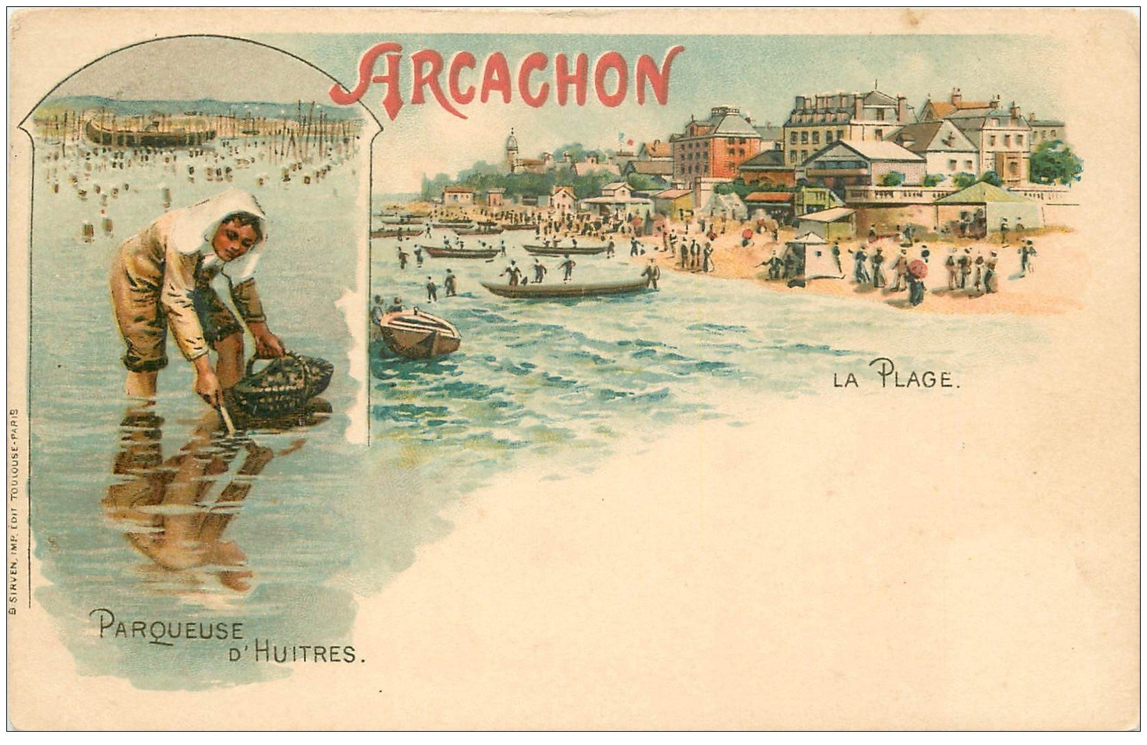 carte postale ancienne 33 ARCACHON. Une Parqueuse d'Huîtres vers 1900