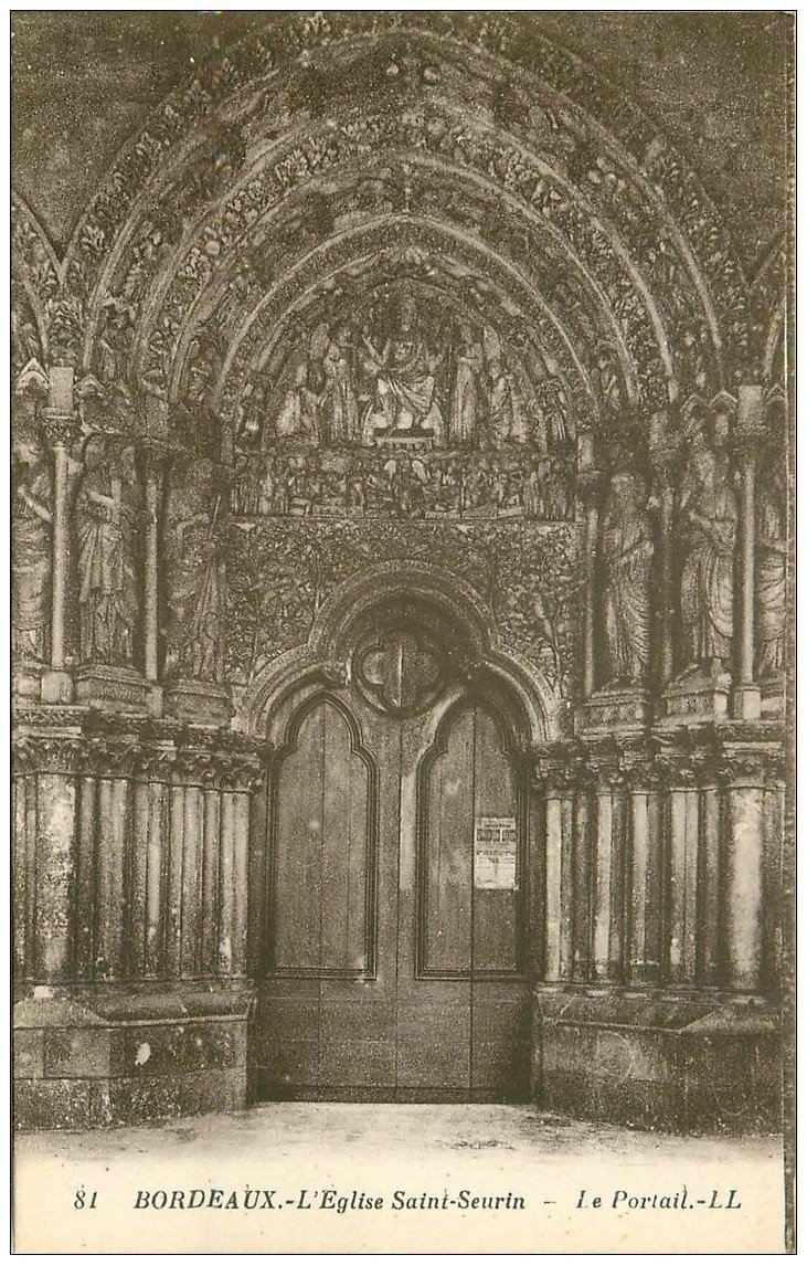 carte postale ancienne 33 BORDEAUX. Eglise Saint-Seurin Portail