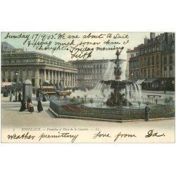 carte postale ancienne 33 BORDEAUX. Fontaine Place de la Comédie 1905 Hippomobile "" Oriflame ""