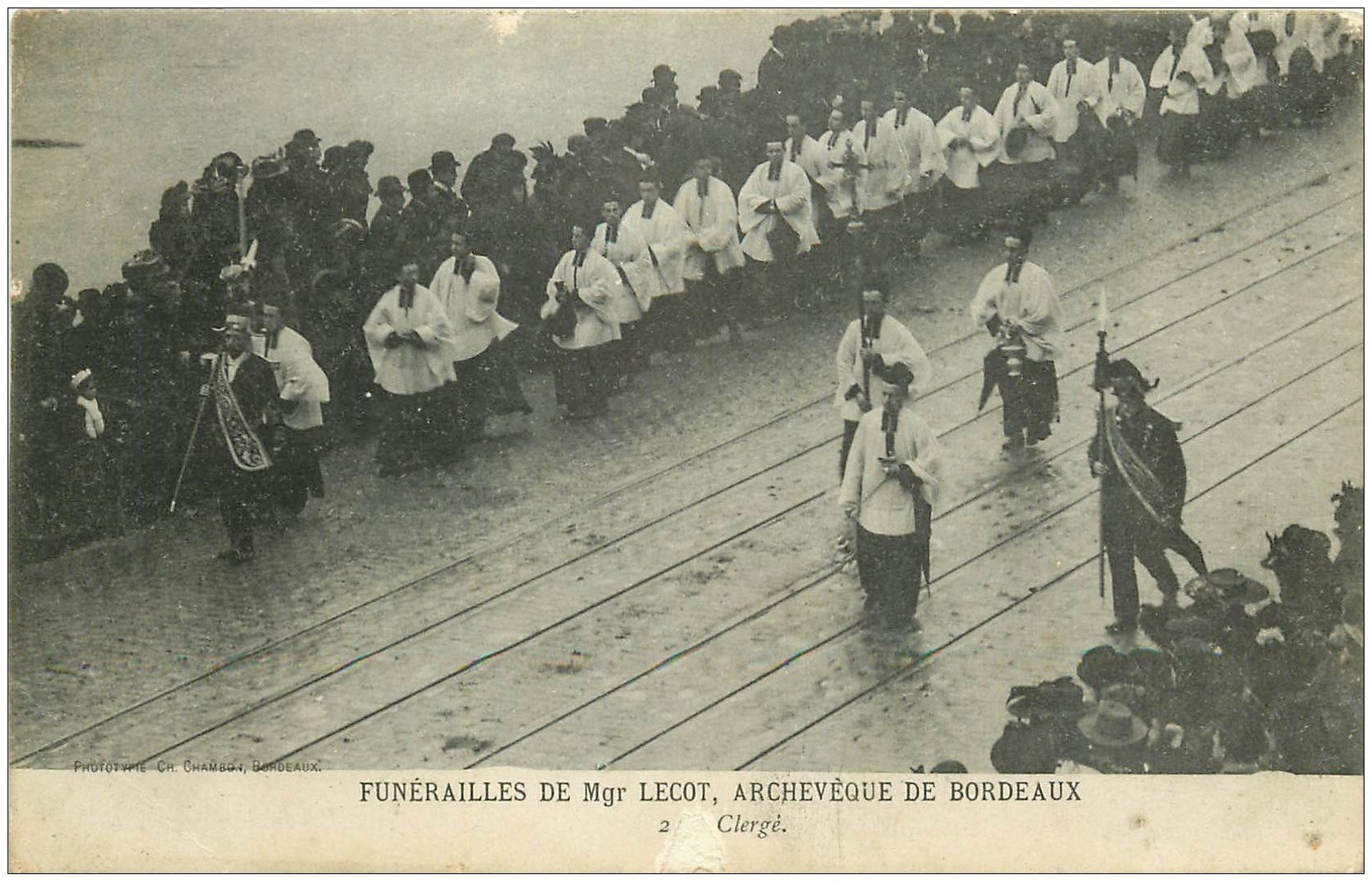 carte postale ancienne 33 BORDEAUX. Funérailles Lecot Archevêque 1909