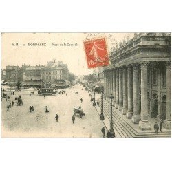 carte postale ancienne 33 BORDEAUX. Place Comédie 1910