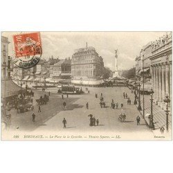 carte postale ancienne 33 BORDEAUX. Place Comédie 1919