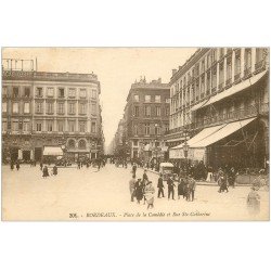 carte postale ancienne 33 BORDEAUX. Place Comédie Rue Sainte-Catherine 1924