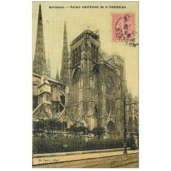 carte postale ancienne 33 BORDEAUX. Portail Cathédrale 1906. Superbe carte toilée