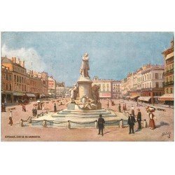 carte postale ancienne 33 BORDEAUX. Statue Gambetta 1908. Ed Raphaël Tuck et Fils. Oilette