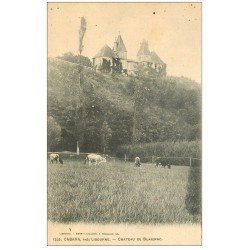 carte postale ancienne 33 CABARA. Château de Blaignac avec Vaches