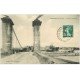 carte postale ancienne 33 CASTILLON. Pont suspendu 1911