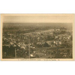 carte postale ancienne 33 CASTILLON. Vue prise des Vignobles avec ligne du Chemin de Fer