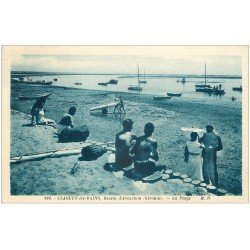 carte postale ancienne 33 CLAOUET-LES-BAINS. Plage 1947